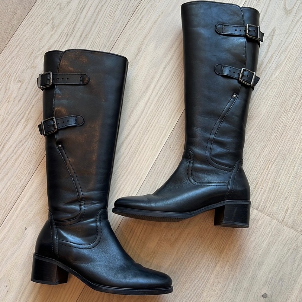 GABOR Black High Boots, Adjustable Width, Low Heel